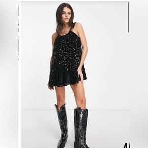 Free People Nova Convertible Strap Dress Black Sequin
